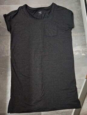 Hyba Reitmans Women’s Pocket Tee Shirt Mini Dress. Dark Heathered Grey. Size L.